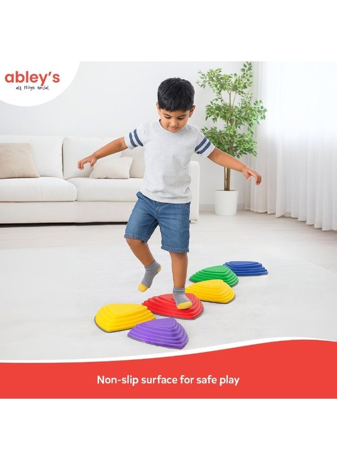 abley's Triangle Stepping Stones for Autism Kids, Anti-Slip Sensory Balance Training Set, Multicolor, 6 Pieces - Image 2